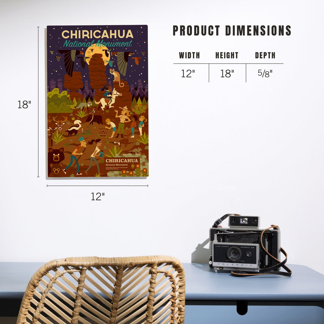 Chiricahua National Monument, Arizona, Night Time Geometric, Lantern Press Artwork, Wood Signs and Postcards - Lantern Press