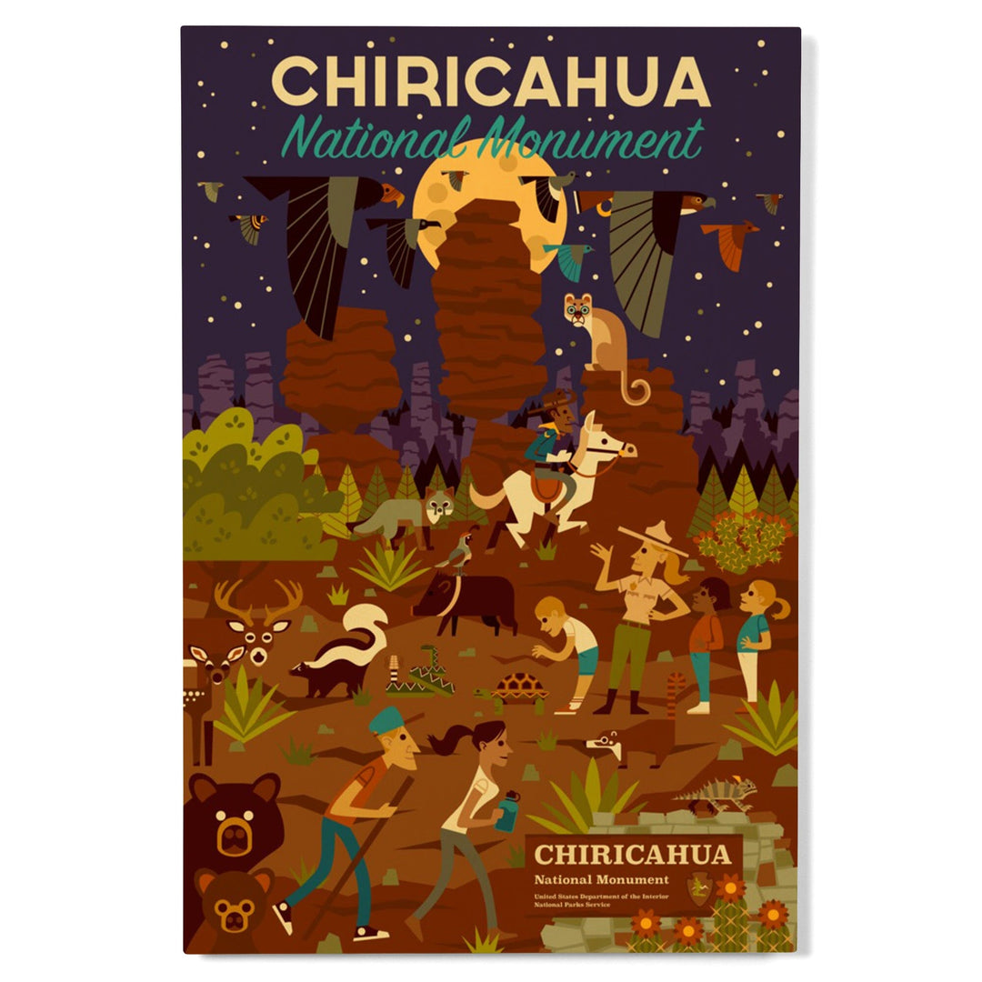 Chiricahua National Monument, Arizona, Night Time Geometric, Lantern Press Artwork, Wood Signs and Postcards - Lantern Press