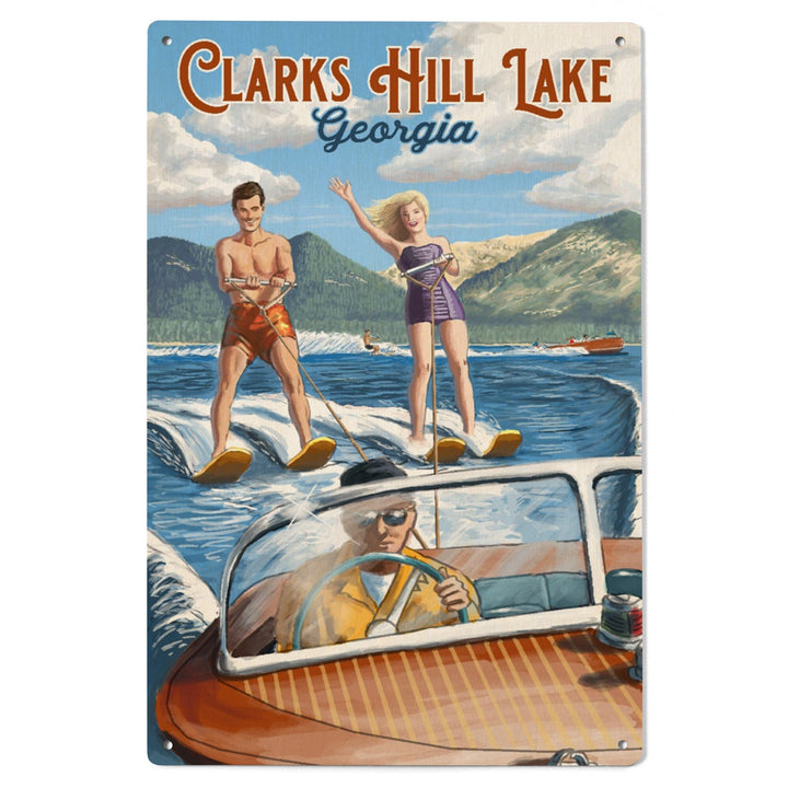 Clarks Hill Lake, Georgia, Water Skiing Scene, Lantern Press Poster, Wood Signs and Postcards - Lantern Press