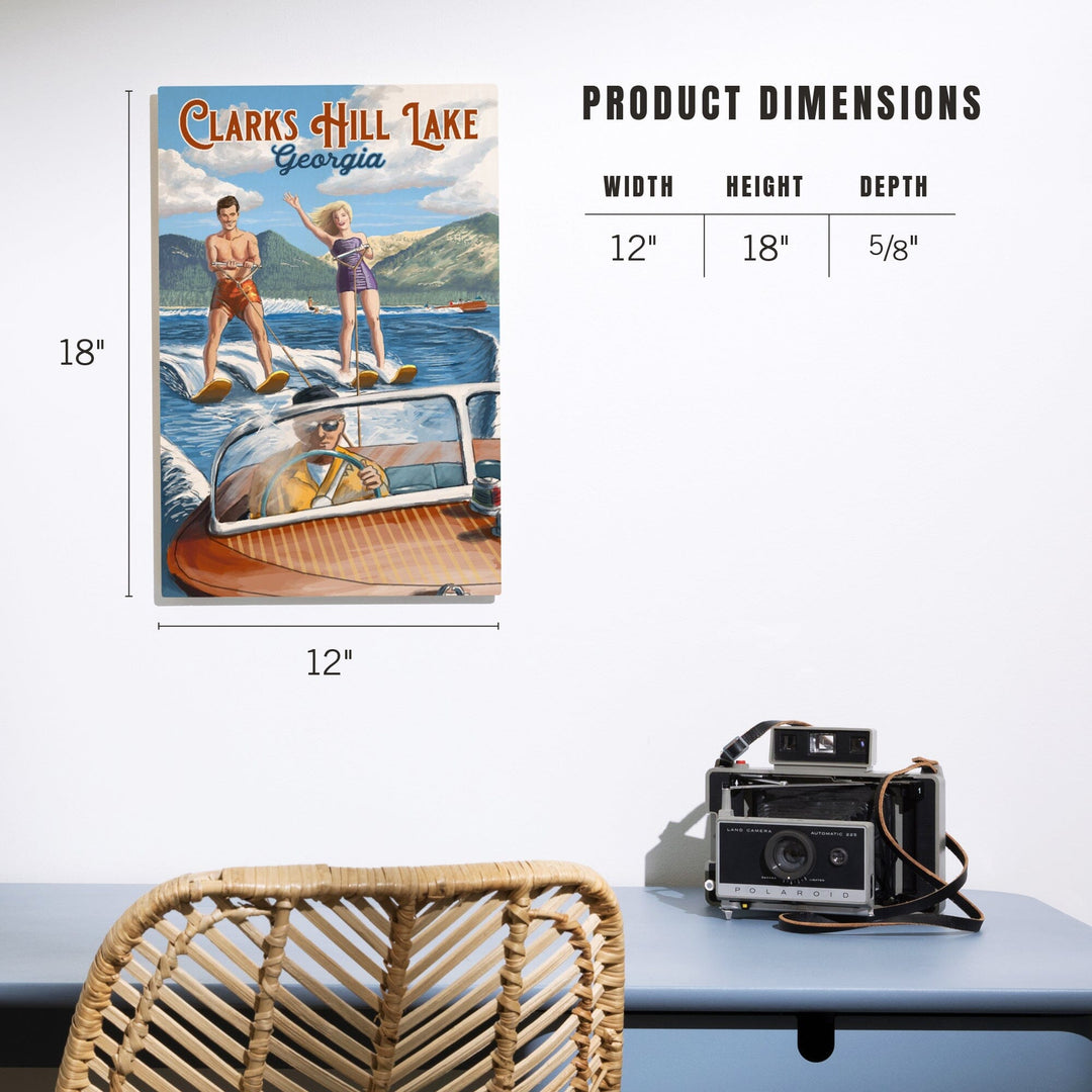 Clarks Hill Lake, Georgia, Water Skiing Scene, Lantern Press Poster, Wood Signs and Postcards - Lantern Press