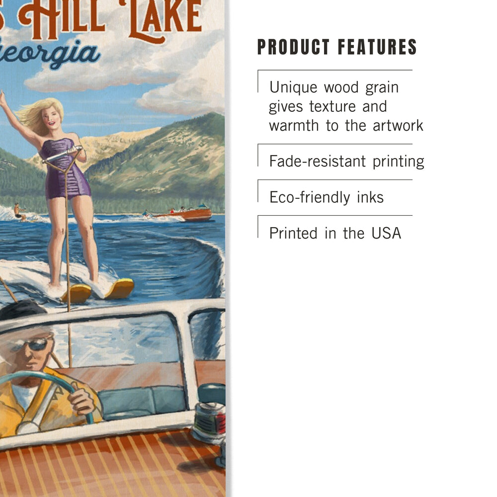 Clarks Hill Lake, Georgia, Water Skiing Scene, Lantern Press Poster, Wood Signs and Postcards - Lantern Press