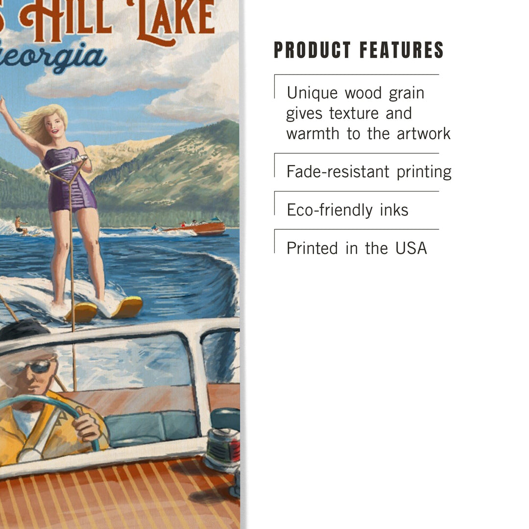 Clarks Hill Lake, Georgia, Water Skiing Scene, Lantern Press Poster, Wood Signs and Postcards - Lantern Press