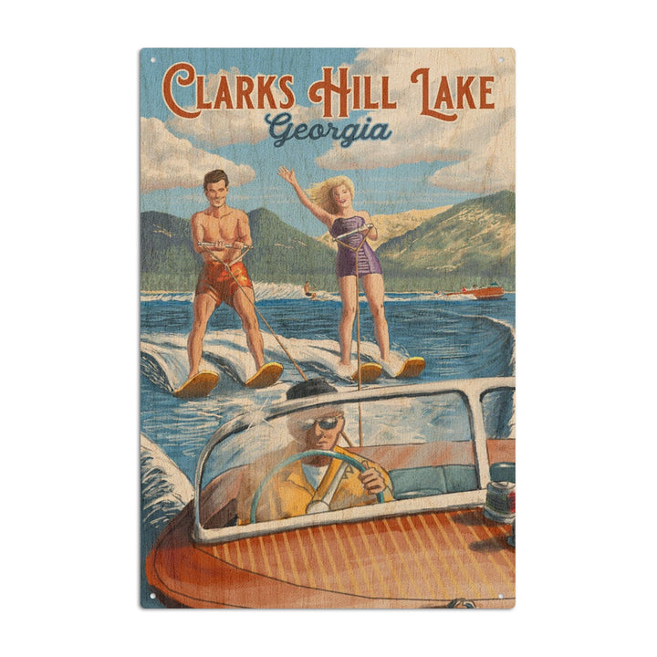 Clarks Hill Lake, Georgia, Water Skiing Scene, Lantern Press Poster, Wood Signs and Postcards - Lantern Press