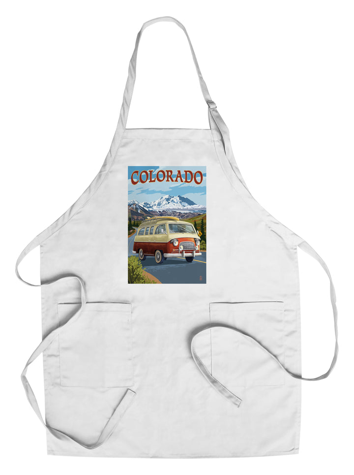 Colorado, Camper Van Mountain Drive, Organic Cotton Kitchen Tea Towels - Lantern Press