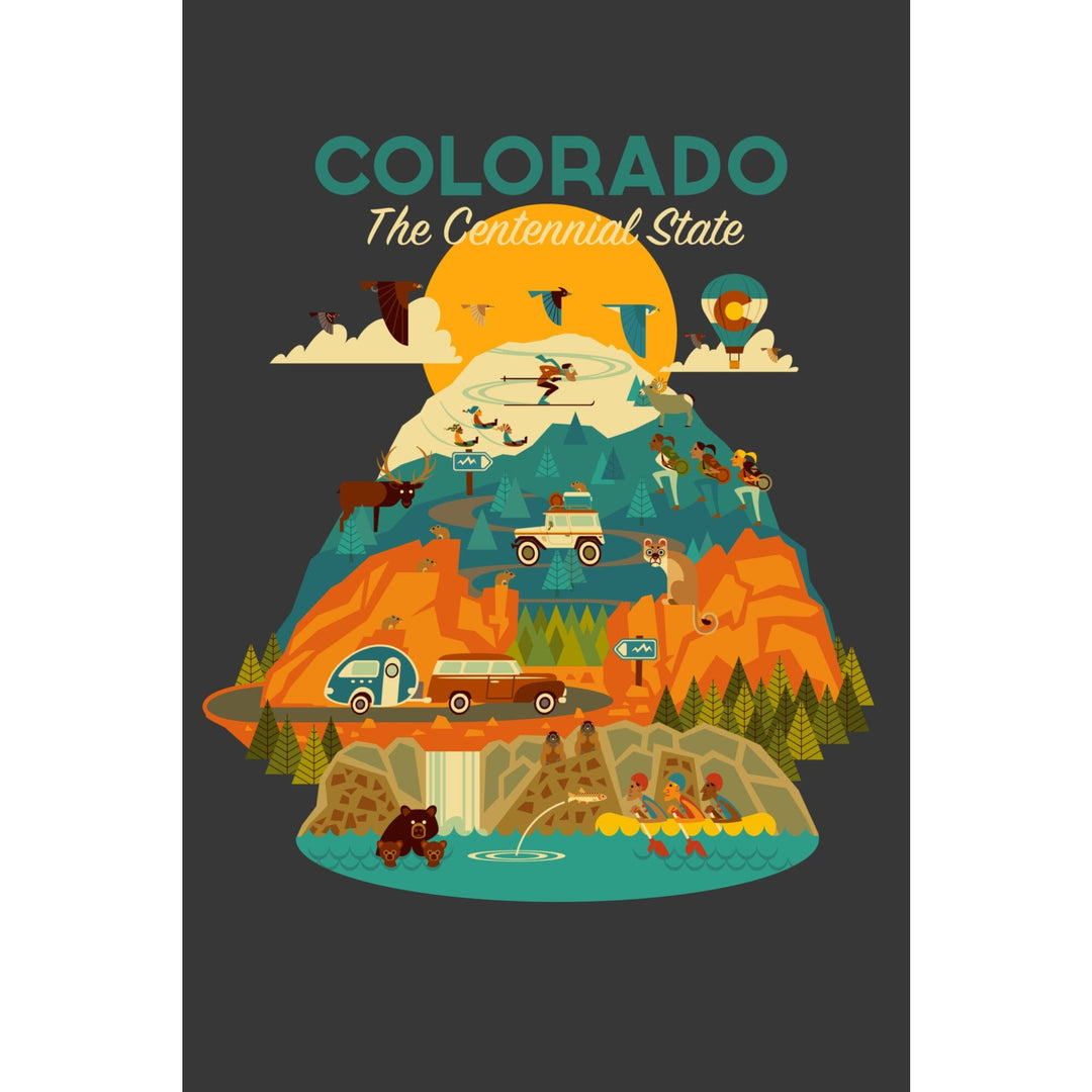 Colorado, Geometric, Contour, Lantern Press Artwork - Lantern Press