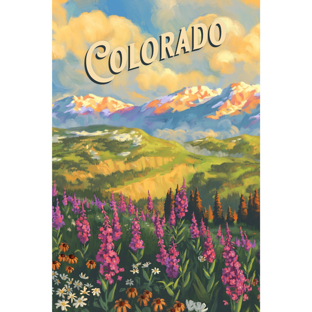 Colorado, Oil Painting, Organic Cotton Kitchen Tea Towels - Lantern Press