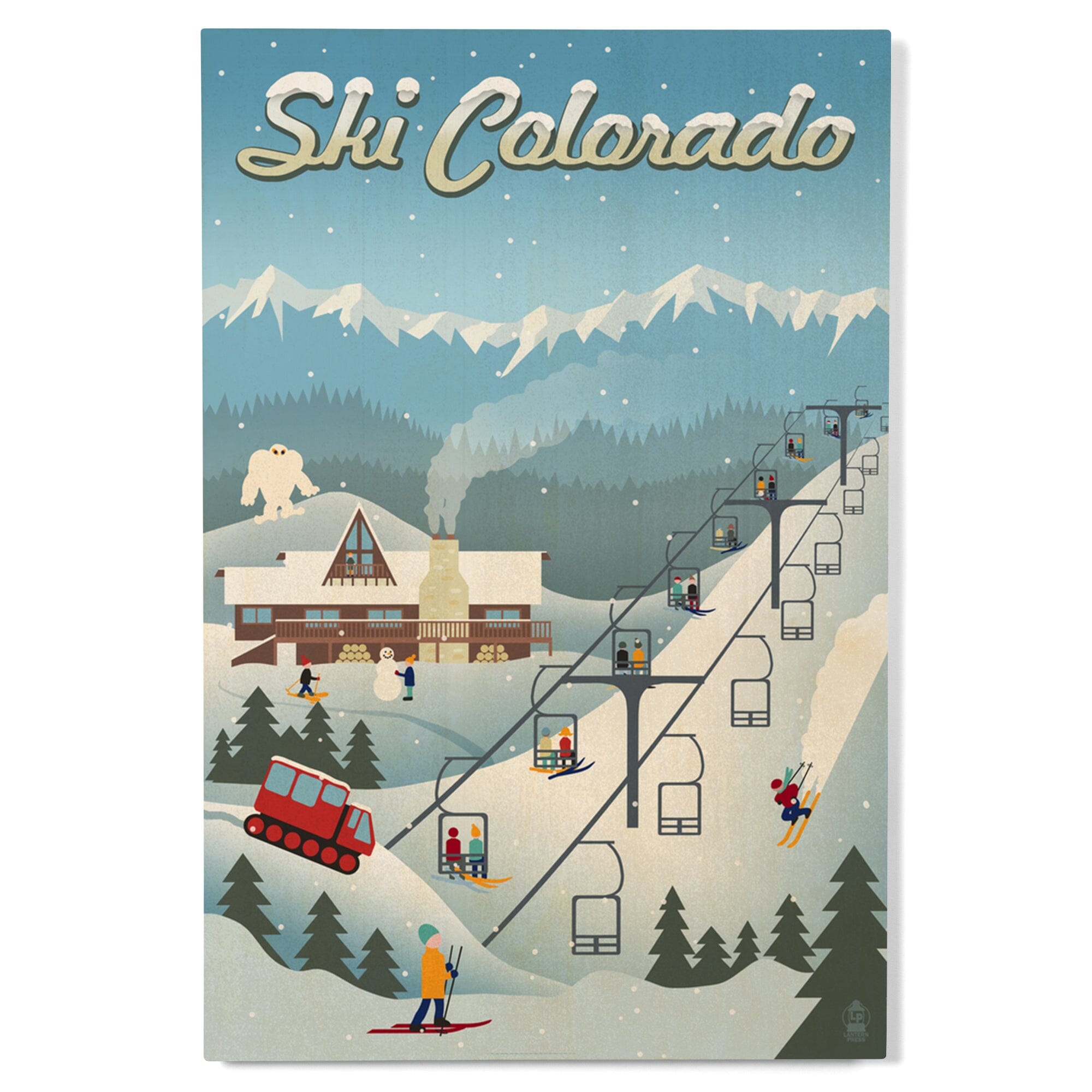 Colorado, Retro Ski Resort, Lantern Press Artwork wood signs and 