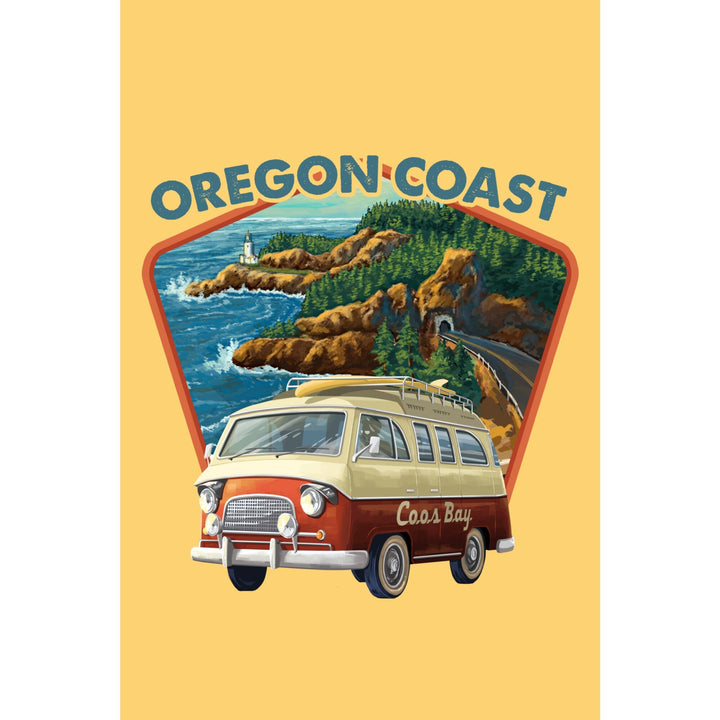 Coos Bay, Oregon, Camper Van, Cruise, Contour, Lantern Press Artwork - Lantern Press