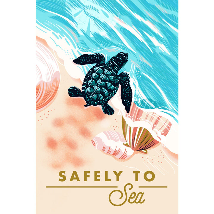 Courageous Explorer Collection, Turtle and Shells, Safely to Sea, Stretched Canvas - Lantern Press