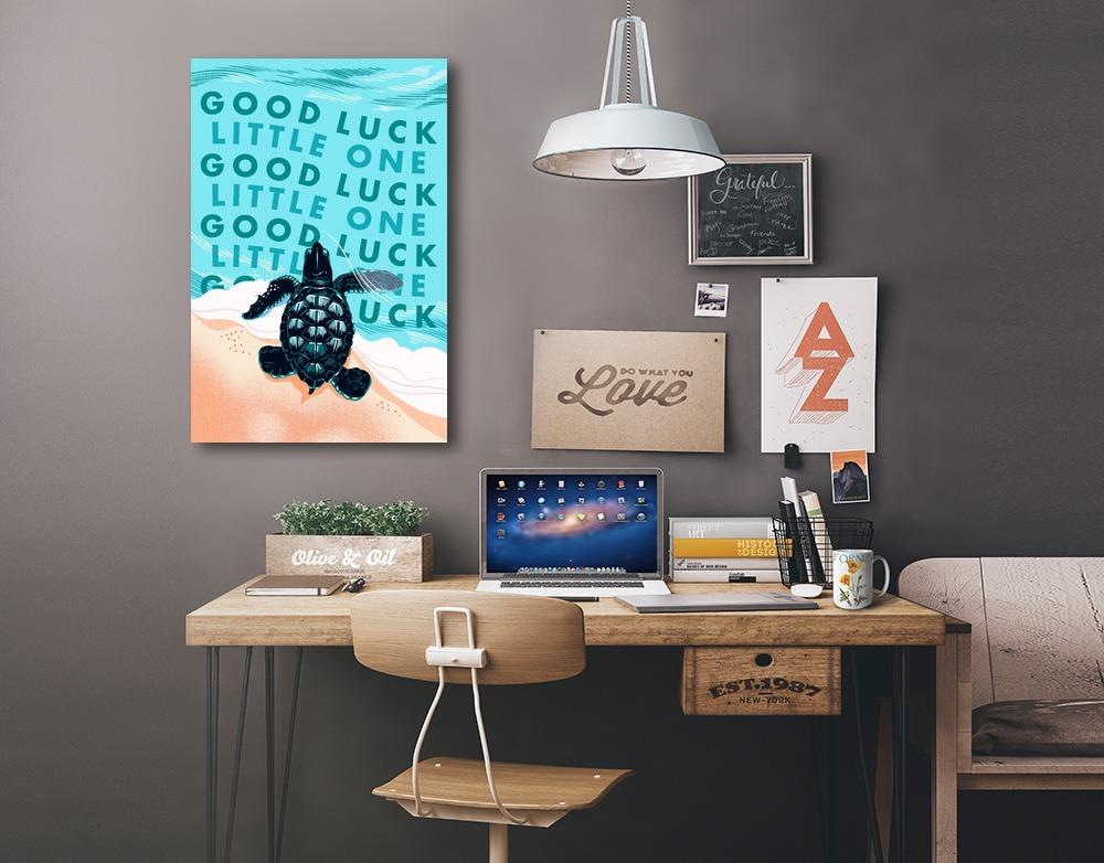 Courageous Explorer Collection, Turtle, Good Luck Little One, Stretched Canvas - Lantern Press