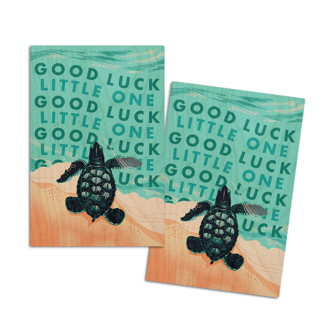 Courageous Explorer Collection, Turtle, Good Luck Little One, Wood Signs and Postcards - Lantern Press
