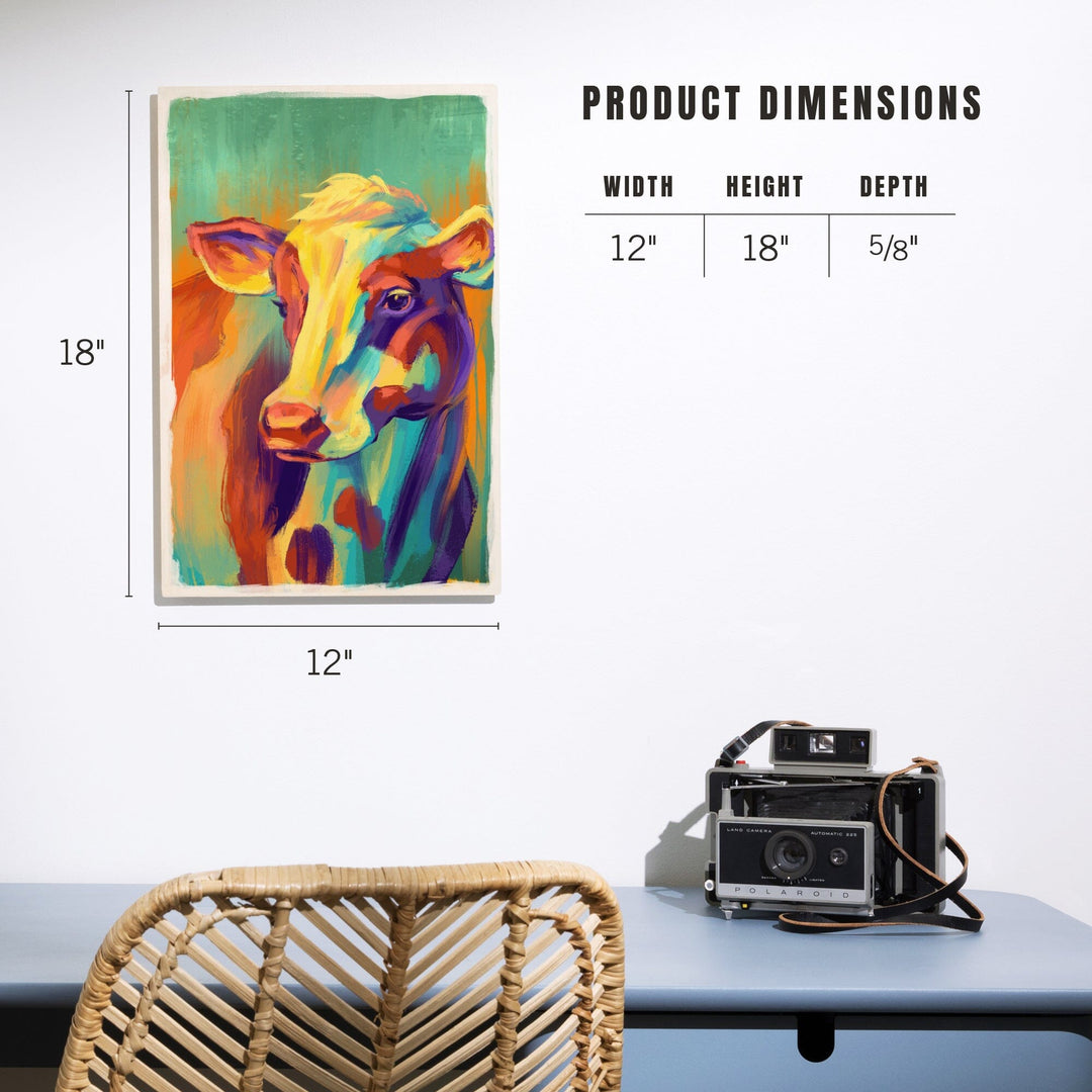 Cow, Vivid, Lantern Press Artwork, Wood Signs and Postcards - Lantern Press