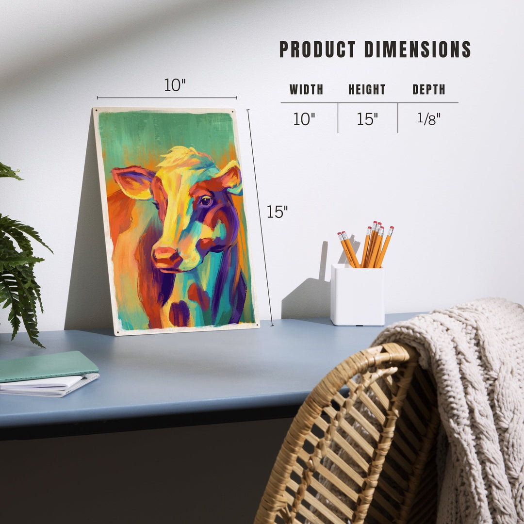Cow, Vivid, Lantern Press Artwork, Wood Signs and Postcards - Lantern Press