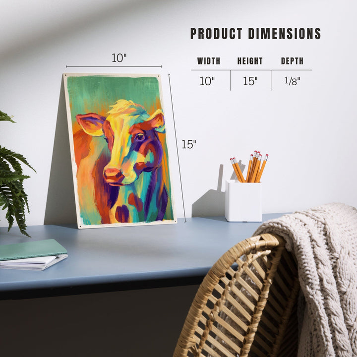 Cow, Vivid, Lantern Press Artwork, Wood Signs and Postcards - Lantern Press
