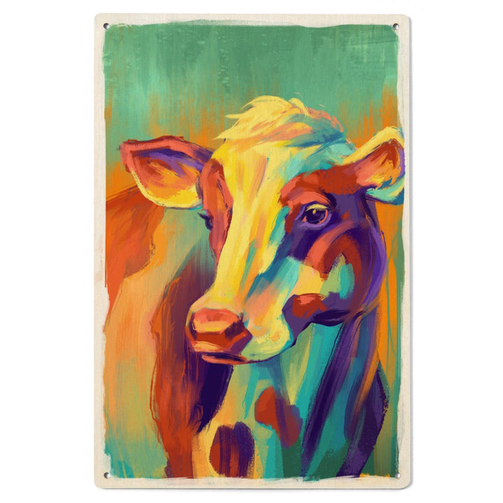 Cow, Vivid, Lantern Press Artwork, Wood Signs and Postcards - Lantern Press