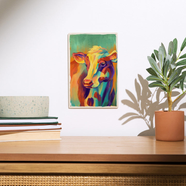 Cow, Vivid, Lantern Press Artwork, Wood Signs and Postcards - Lantern Press