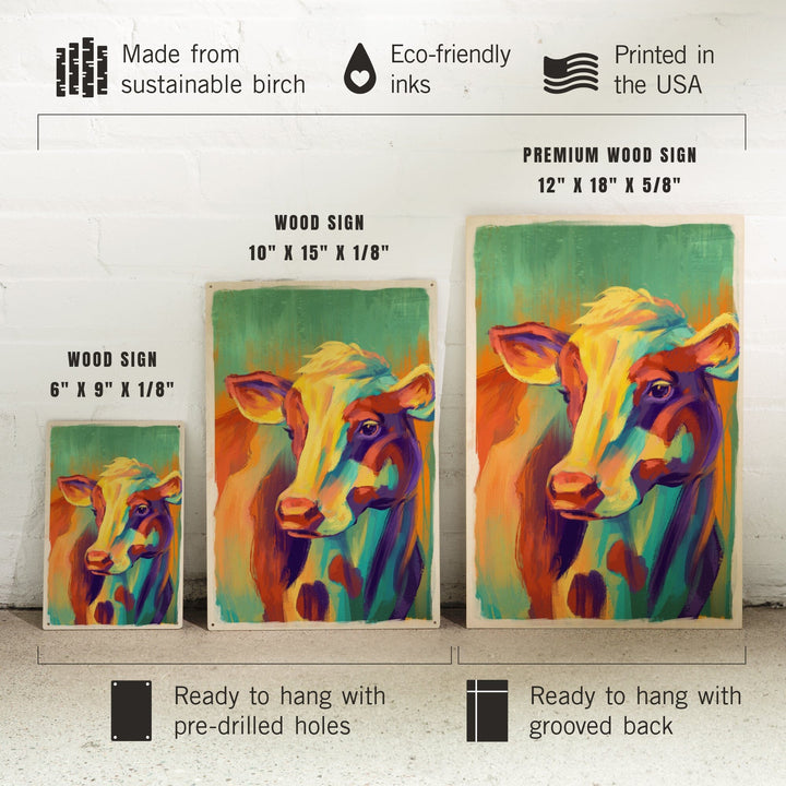 Cow, Vivid, Lantern Press Artwork, Wood Signs and Postcards - Lantern Press