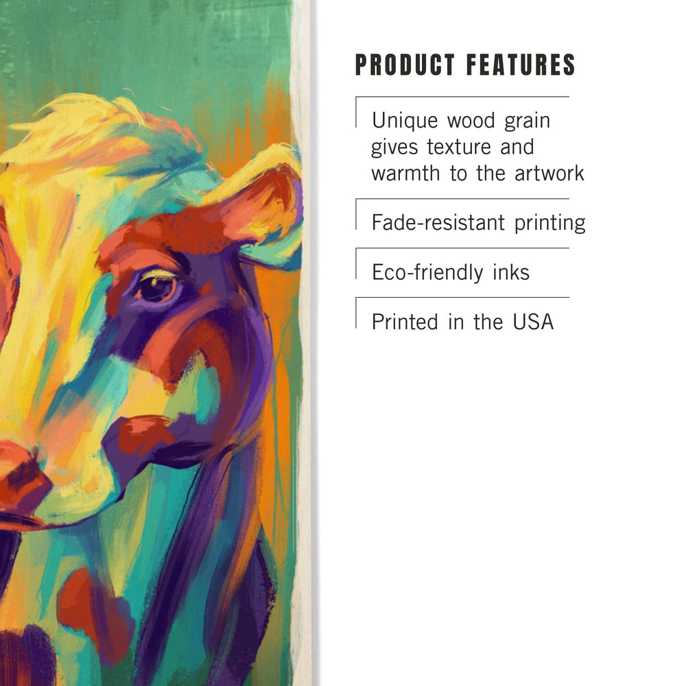 Cow, Vivid, Lantern Press Artwork, Wood Signs and Postcards - Lantern Press