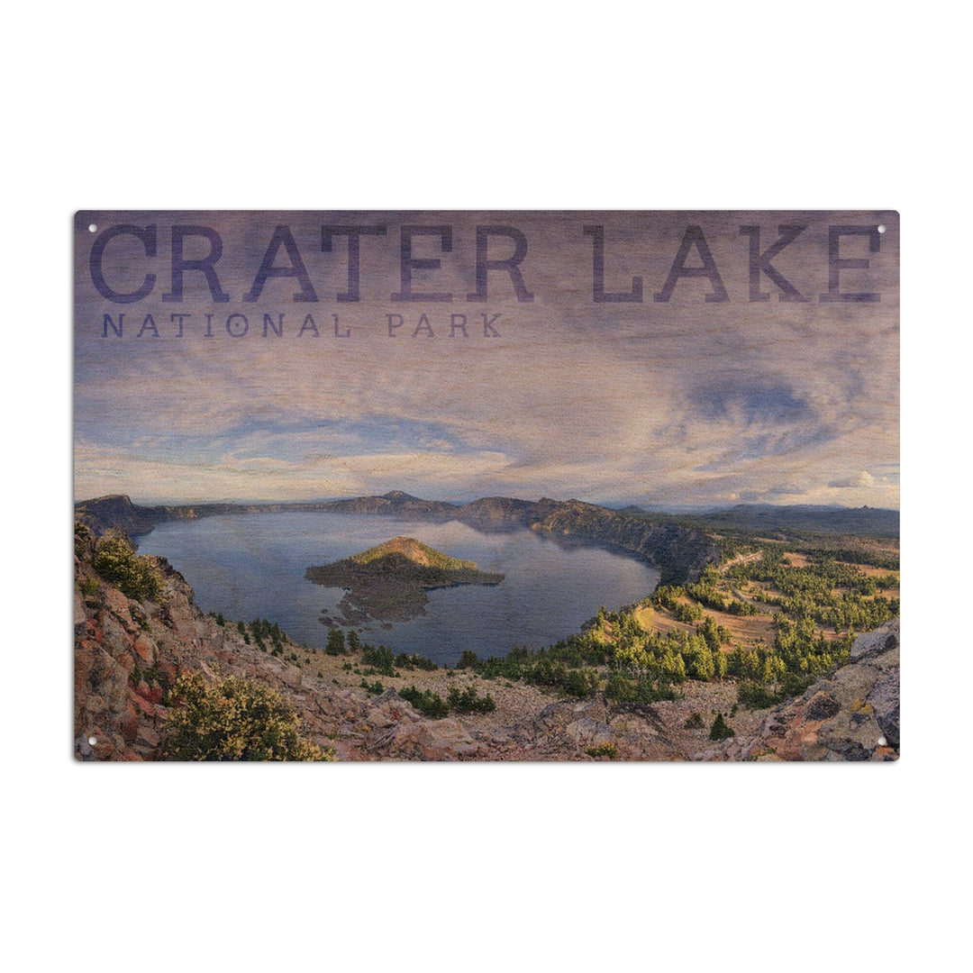 Crater Lake National Park, Oregon, Panoramic View, Lantern Press Photography, Wood Signs and Postcards - Lantern Press