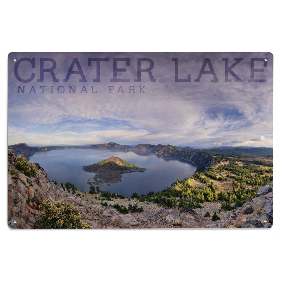 Crater Lake National Park, Oregon, Panoramic View, Lantern Press Photography, Wood Signs and Postcards - Lantern Press