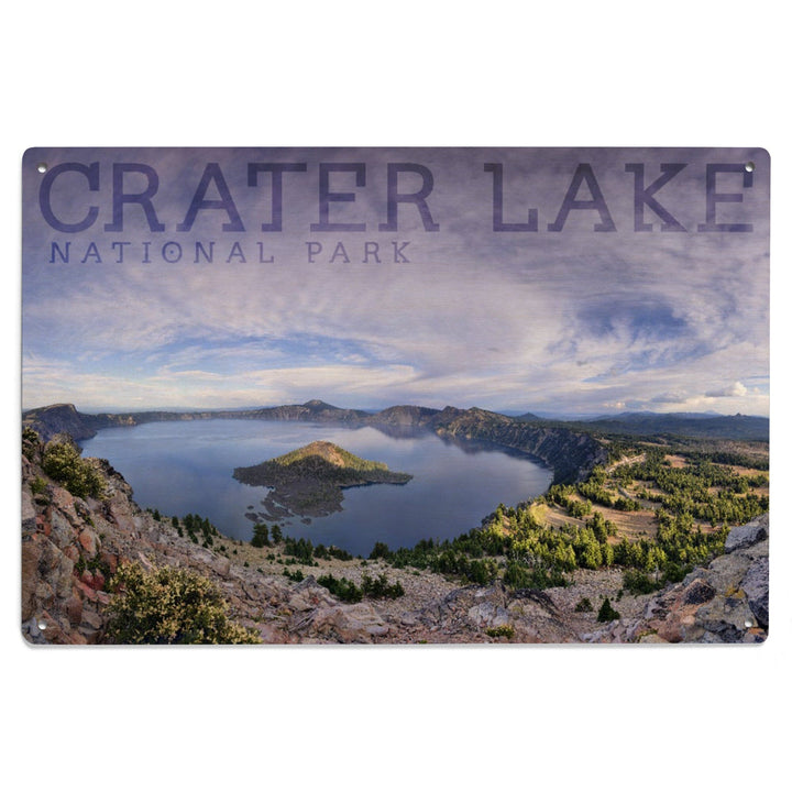 Crater Lake National Park, Oregon, Panoramic View, Lantern Press Photography, Wood Signs and Postcards - Lantern Press