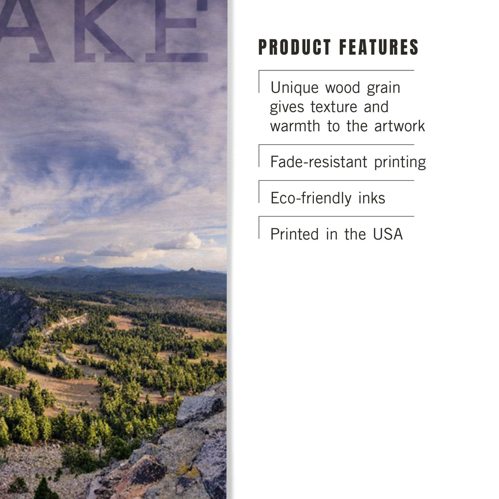 Crater Lake National Park, Oregon, Panoramic View, Lantern Press Photography, Wood Signs and Postcards - Lantern Press