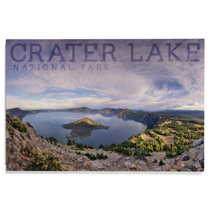 Crater Lake National Park, Oregon, Panoramic View, Lantern Press Photography, Wood Signs and Postcards - Lantern Press