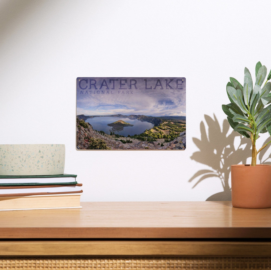 Crater Lake National Park, Oregon, Panoramic View, Lantern Press Photography, Wood Signs and Postcards - Lantern Press