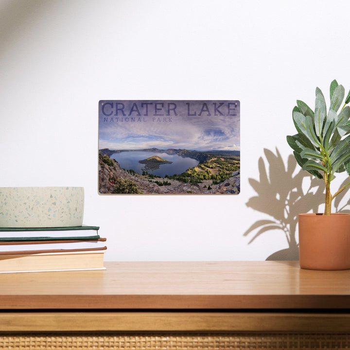 Crater Lake National Park, Oregon, Panoramic View, Lantern Press Photography, Wood Signs and Postcards - Lantern Press