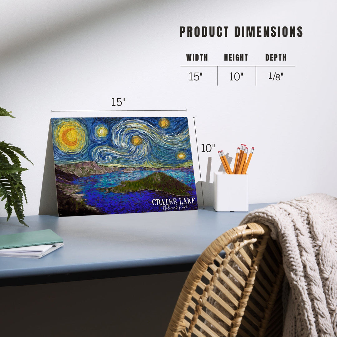 Crater Lake National Park, Starry Night National Park Series, Lantern Press Artwork, Wood Signs and Postcards - Lantern Press