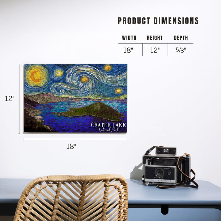 Crater Lake National Park, Starry Night National Park Series, Lantern Press Artwork, Wood Signs and Postcards - Lantern Press