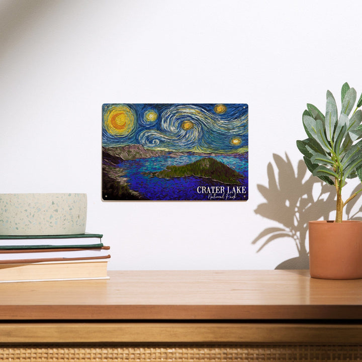 Crater Lake National Park, Starry Night National Park Series, Lantern Press Artwork, Wood Signs and Postcards - Lantern Press