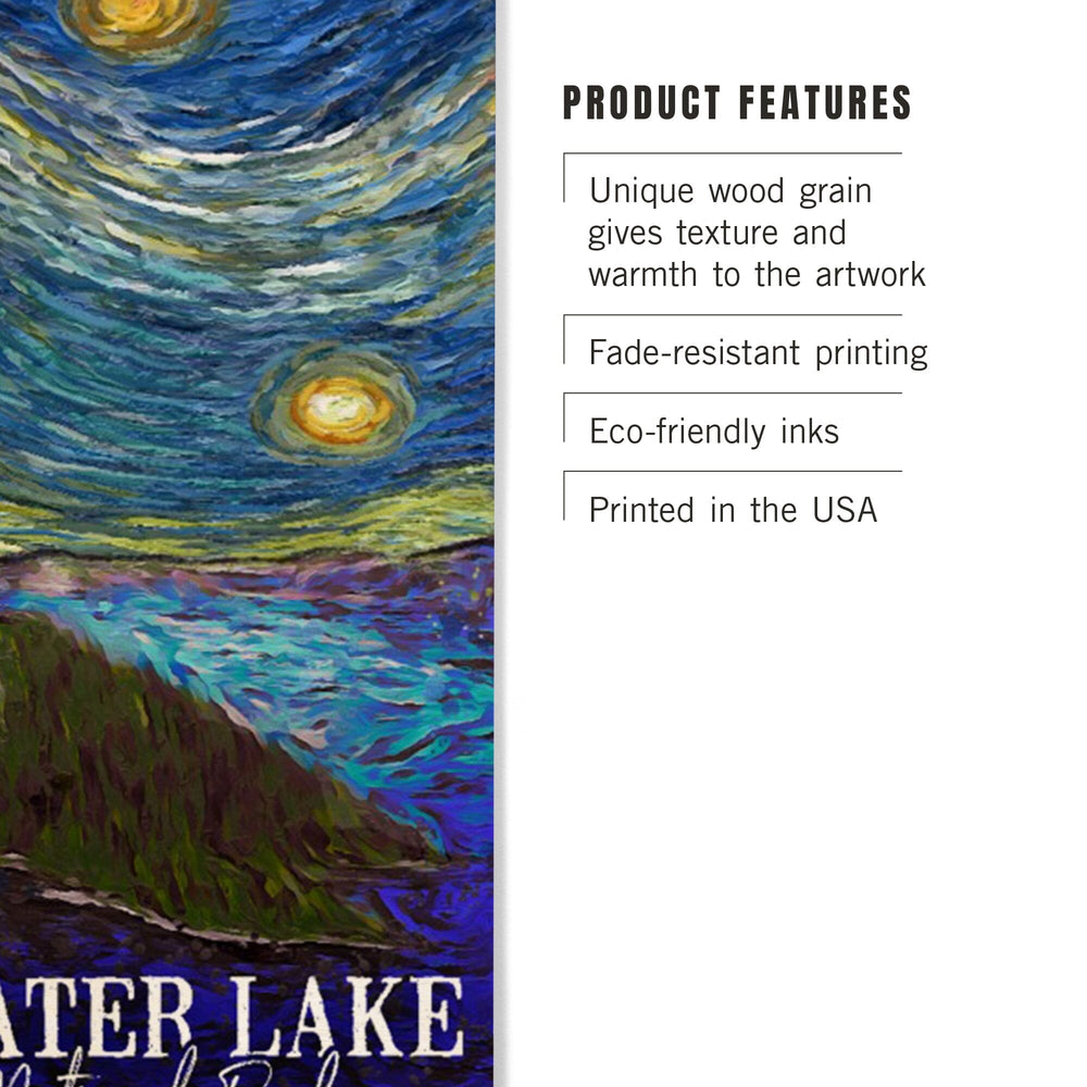 Crater Lake National Park, Starry Night National Park Series, Lantern Press Artwork, Wood Signs and Postcards - Lantern Press