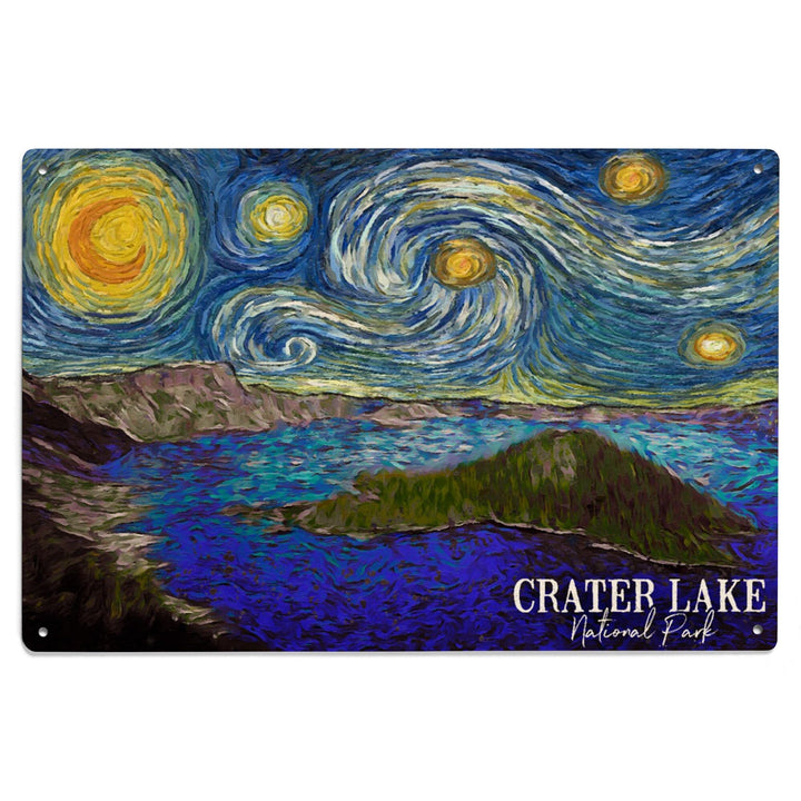 Crater Lake National Park, Starry Night National Park Series, Lantern Press Artwork, Wood Signs and Postcards - Lantern Press