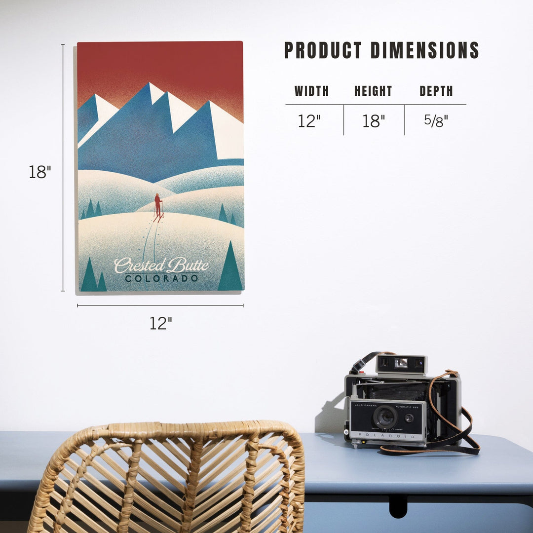Crested Butte, Colorado, Skier In the Mountains, Litho, Lantern Press Artwork, Wood Signs and Postcards - Lantern Press