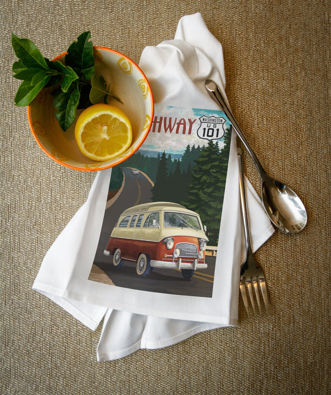 Cruise Highway 101, Washington, Camper Van, Lantern Press Poster - Lantern Press