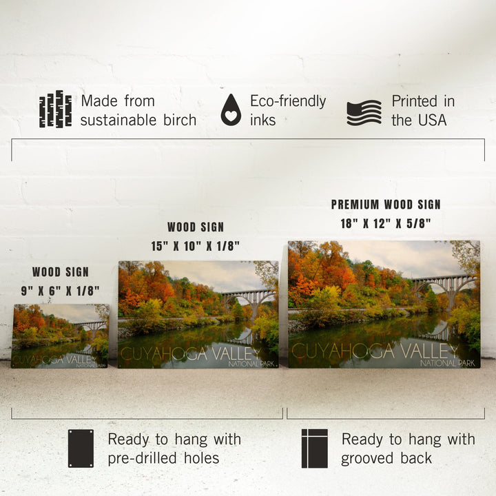 Cuyahoga Valley National Park, Ohio, Fall Foliage & Bridge, Lantern Press Photography, Wood Signs and Postcards - Lantern Press