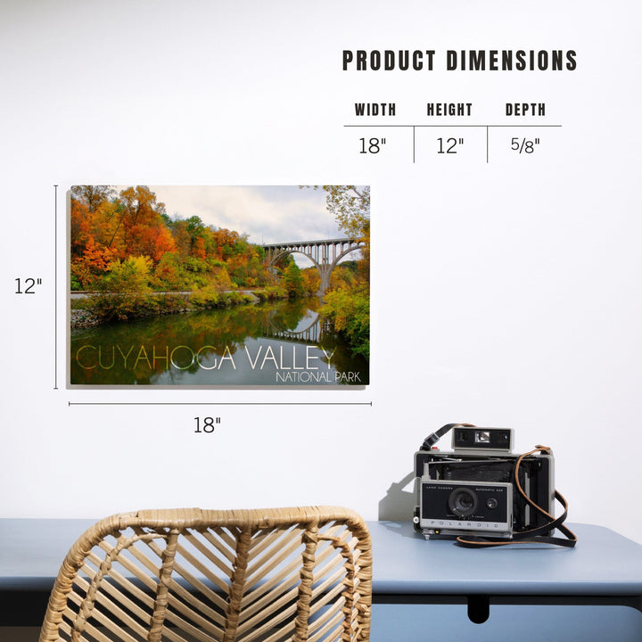 Cuyahoga Valley National Park, Ohio, Fall Foliage & Bridge, Lantern Press Photography, Wood Signs and Postcards - Lantern Press