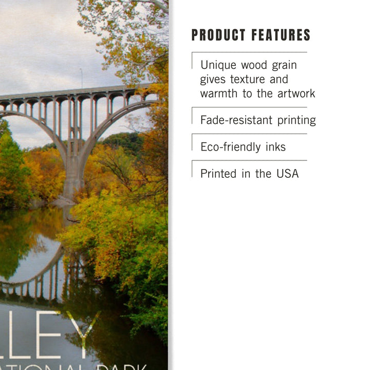 Cuyahoga Valley National Park, Ohio, Fall Foliage & Bridge, Lantern Press Photography, Wood Signs and Postcards - Lantern Press