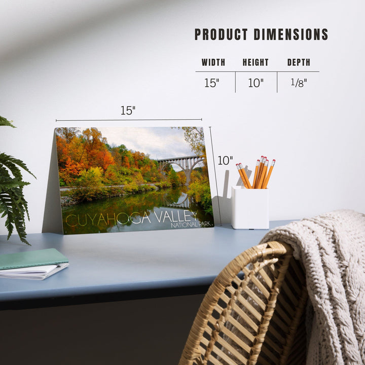 Cuyahoga Valley National Park, Ohio, Fall Foliage & Bridge, Lantern Press Photography, Wood Signs and Postcards - Lantern Press