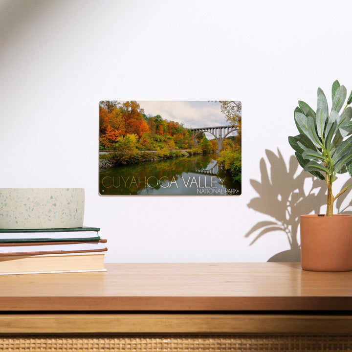Cuyahoga Valley National Park, Ohio, Fall Foliage & Bridge, Lantern Press Photography, Wood Signs and Postcards - Lantern Press