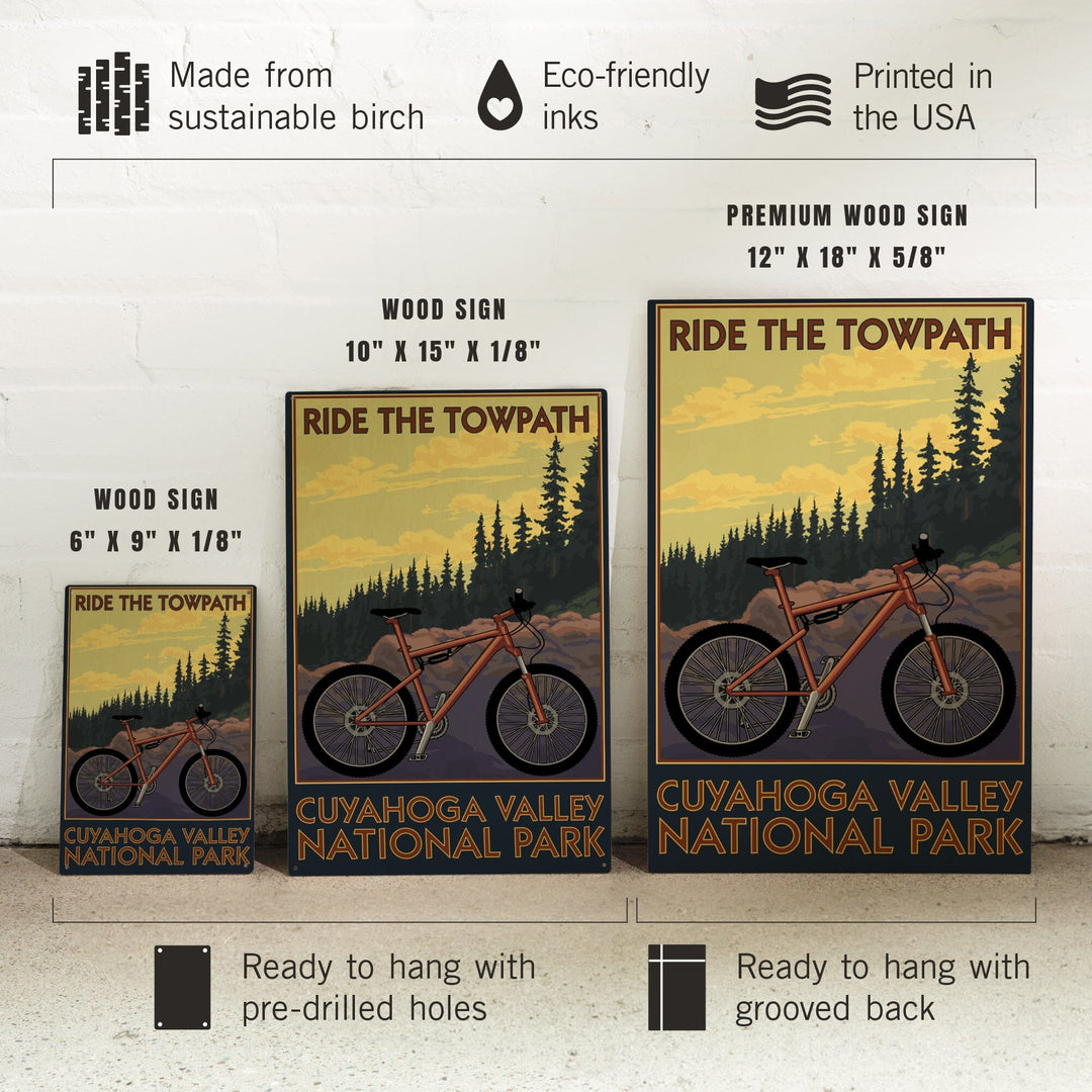 Cuyahoga Valley National Park, Ohio, Mountain Bike, Lantern Press Artwork, Wood Signs and Postcards - Lantern Press