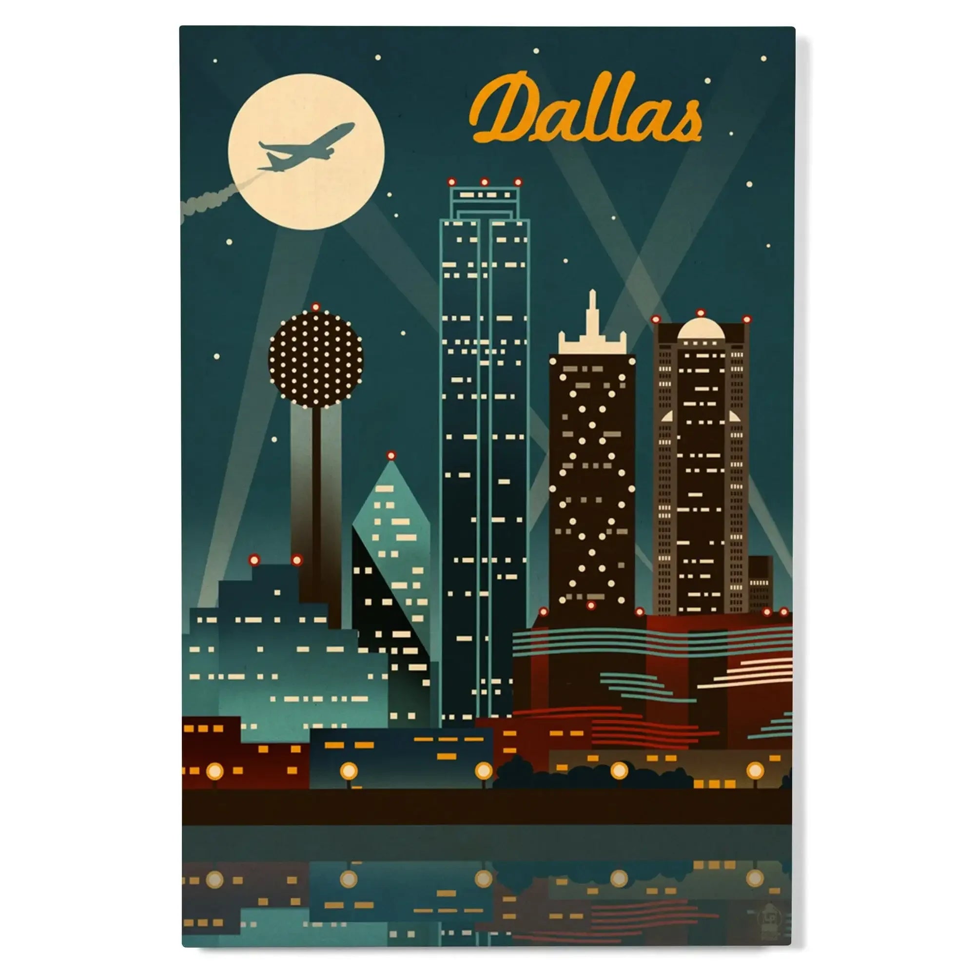 Dallas, Texas, Starry Night Series Birch Wood Wall Sign  12x18 Rustic Home Decor Ready To Hang Art