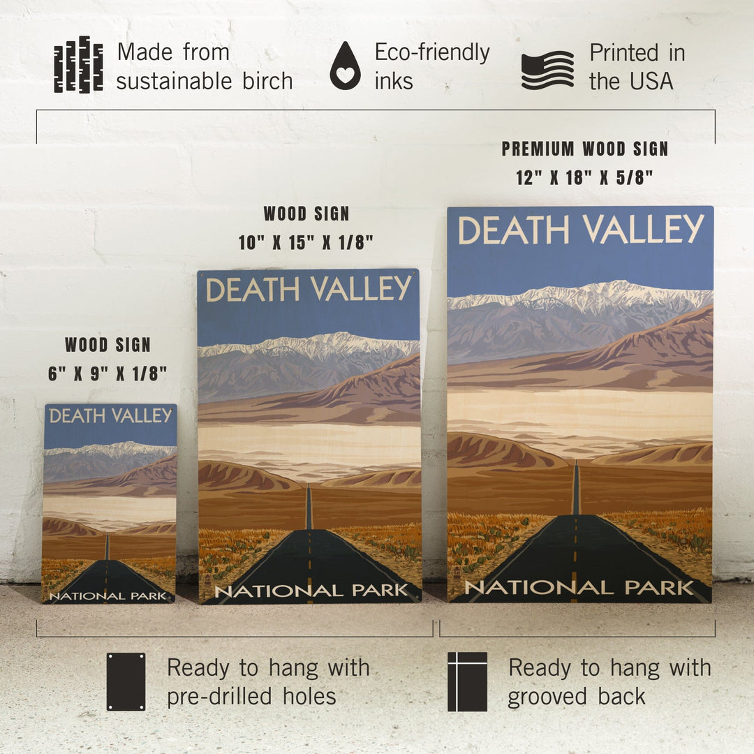 Death Valley National Park, California, Highway View, Lantern Press Artwork, Wood Signs and Postcards - Lantern Press