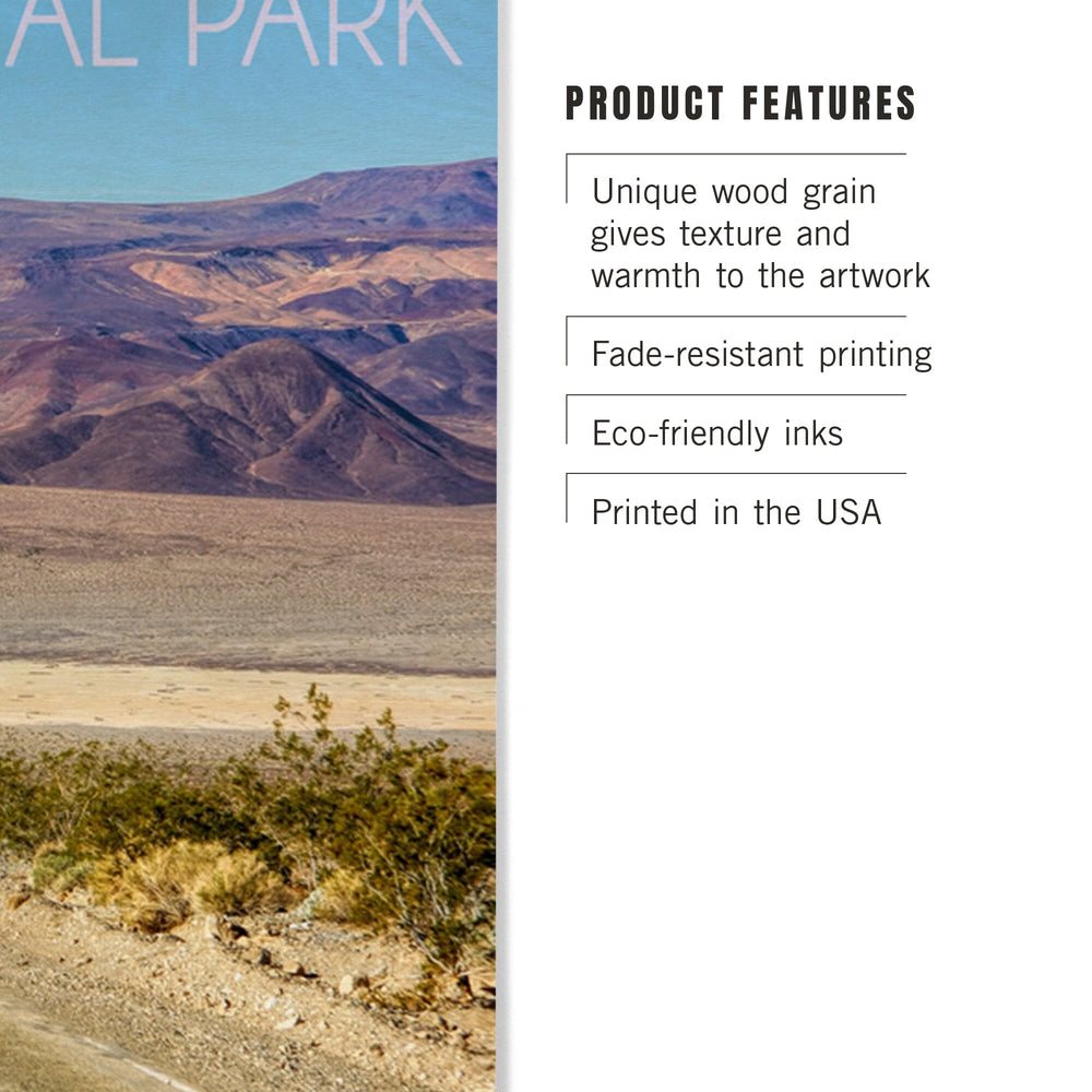 Death Valley National Park, Road, Lantern Press Photography, Wood Signs and Postcards - Lantern Press