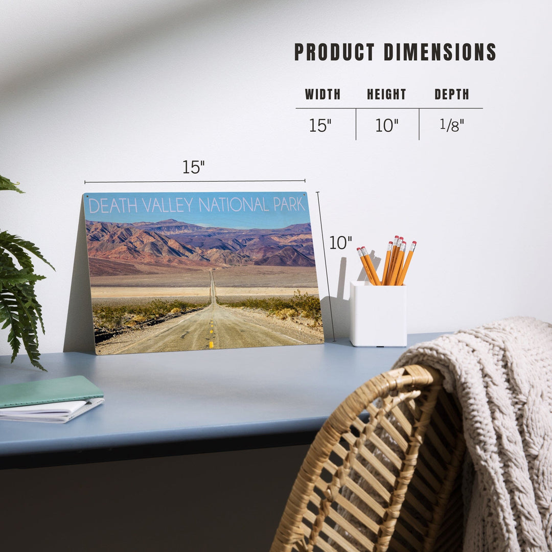 Death Valley National Park, Road, Lantern Press Photography, Wood Signs and Postcards - Lantern Press