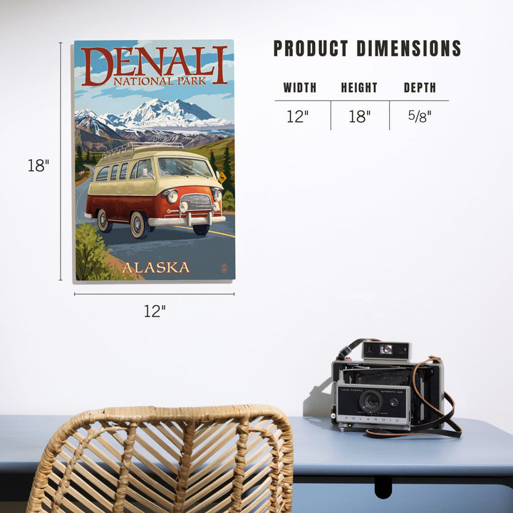 Denali National Park, Alaska, Camper Van, Lantern Press Artwork, Wood Signs and Postcards - Lantern Press