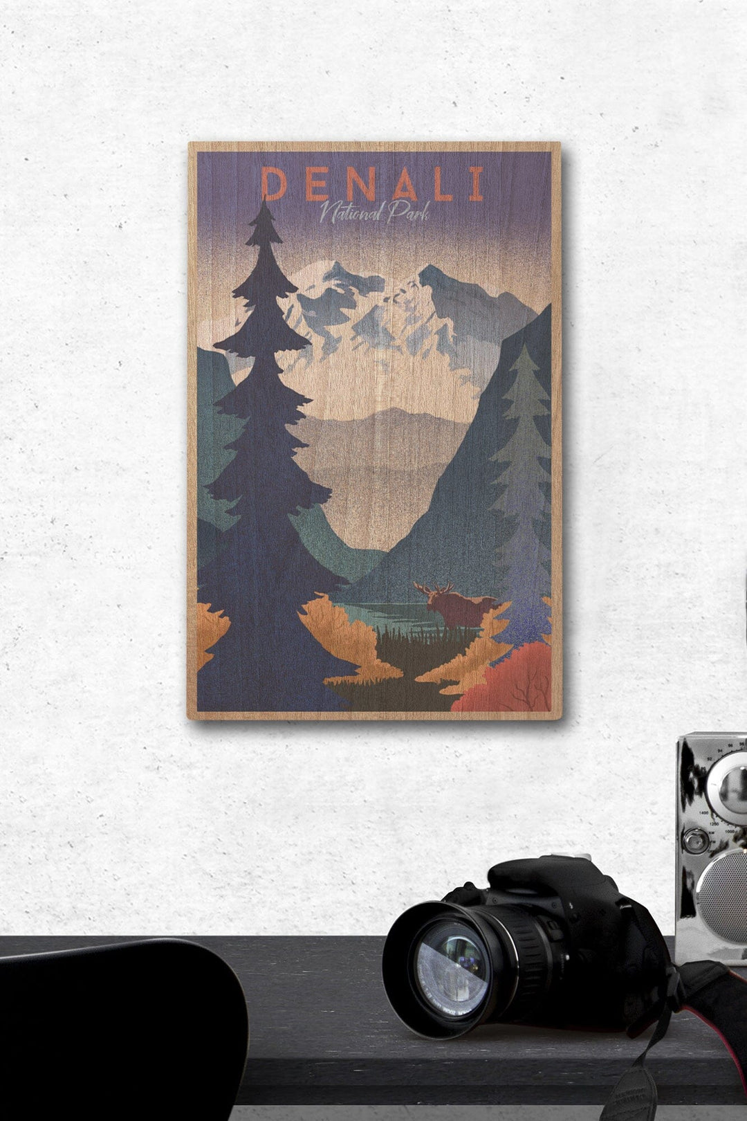 Denali National Park, Alaska, Mountain Scene, Lithograph, Lantern Press Artwork, Wood Signs and Postcards - Lantern Press