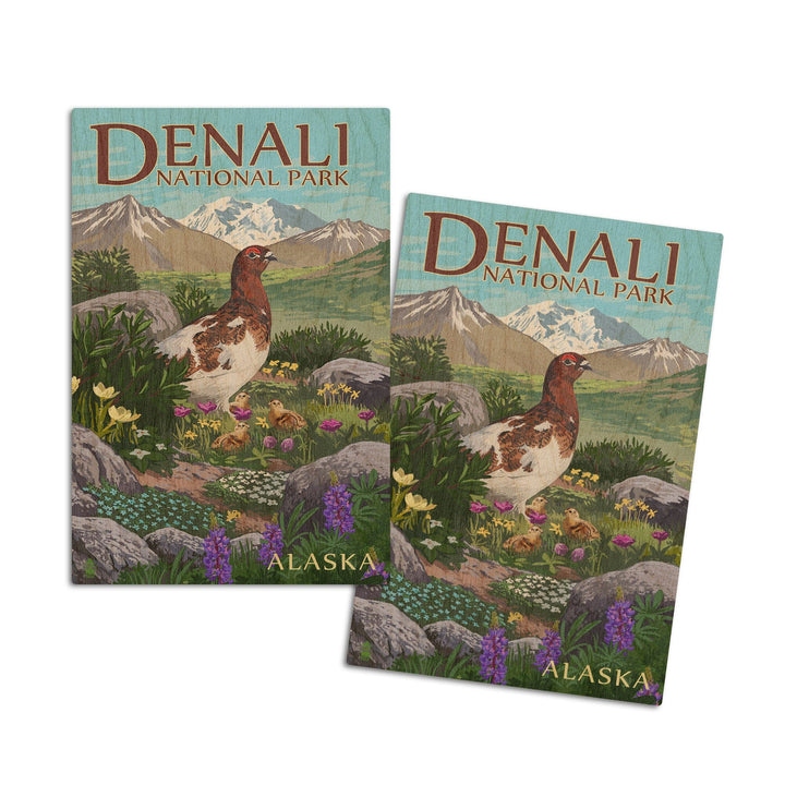 Denali National Park, Alaska, Ptarmigan, Lantern Press Artwork, Wood Signs and Postcards - Lantern Press