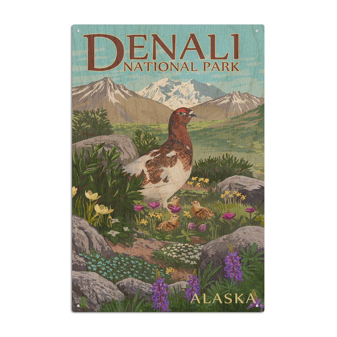 Denali National Park, Alaska, Ptarmigan, Lantern Press Artwork, Wood Signs and Postcards - Lantern Press